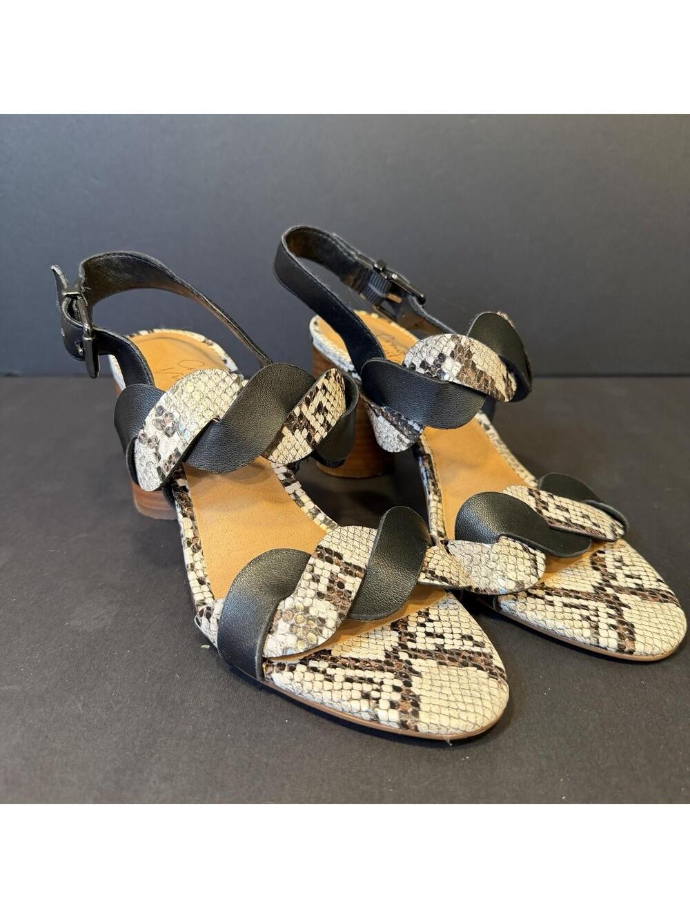 Crown Vintage Varenka Snakeskin Block Heel Slingback Sandal Size 7